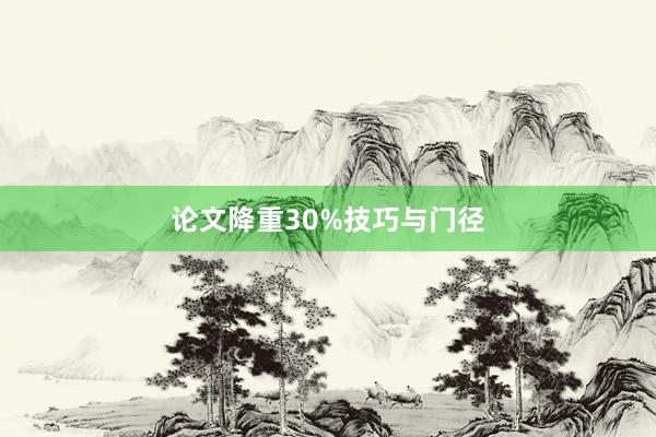 论文降重30%技巧与门径